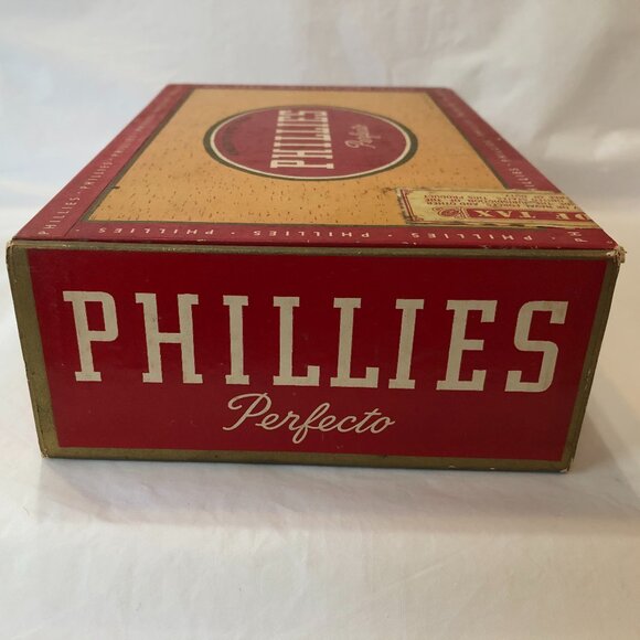 Vintage PHILLIES CIGAR BOX / Perfecto / Smoking / Tobacco / Empty 10 Cent Cigars - Picture 7 of 8
